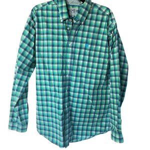Lacoste Men's M Plaid Long Sleeve Button-Up Shirt Multicolor Casual
